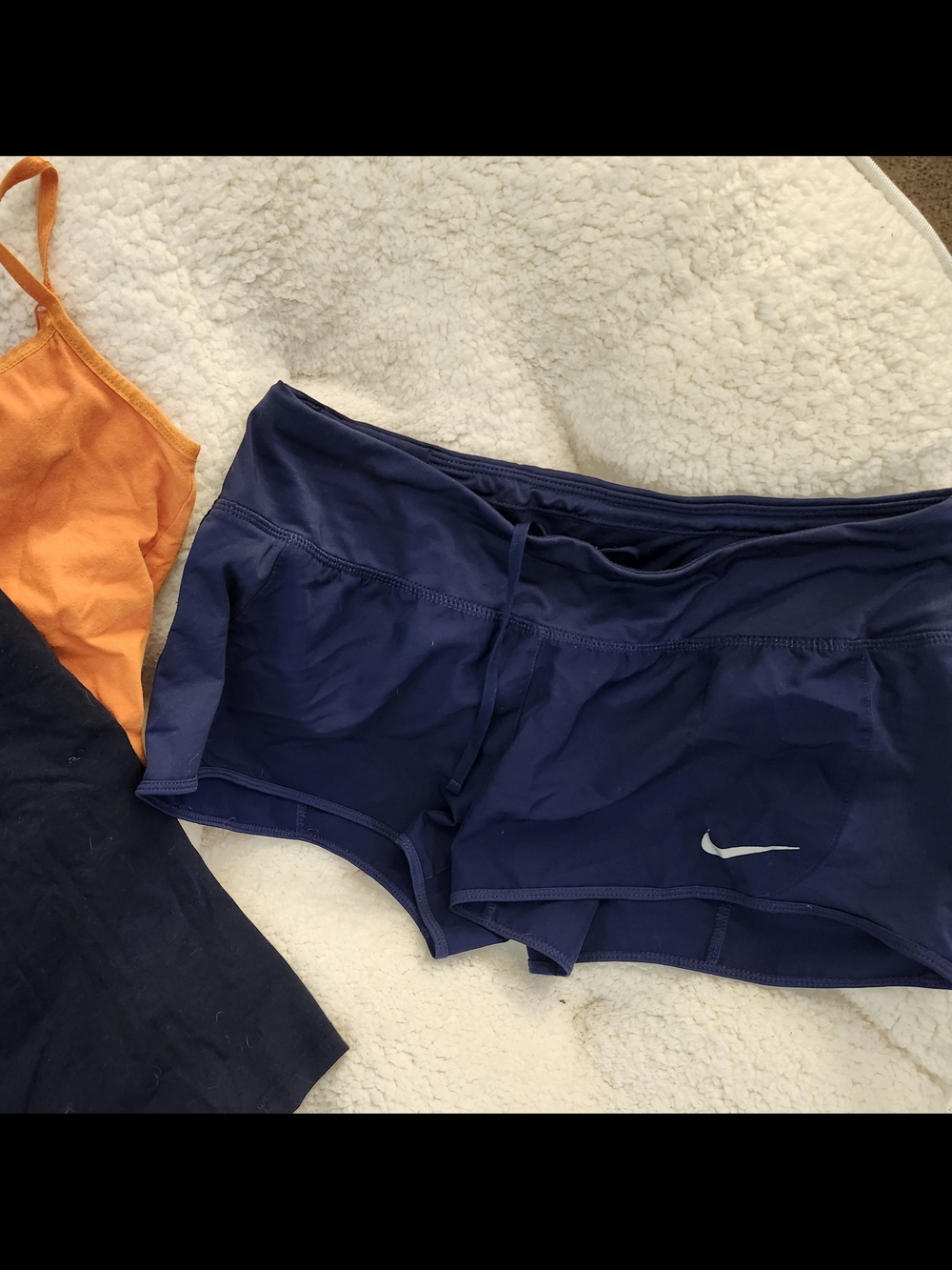 Nike Navy Blue Running Shorts with Silver Swoosh